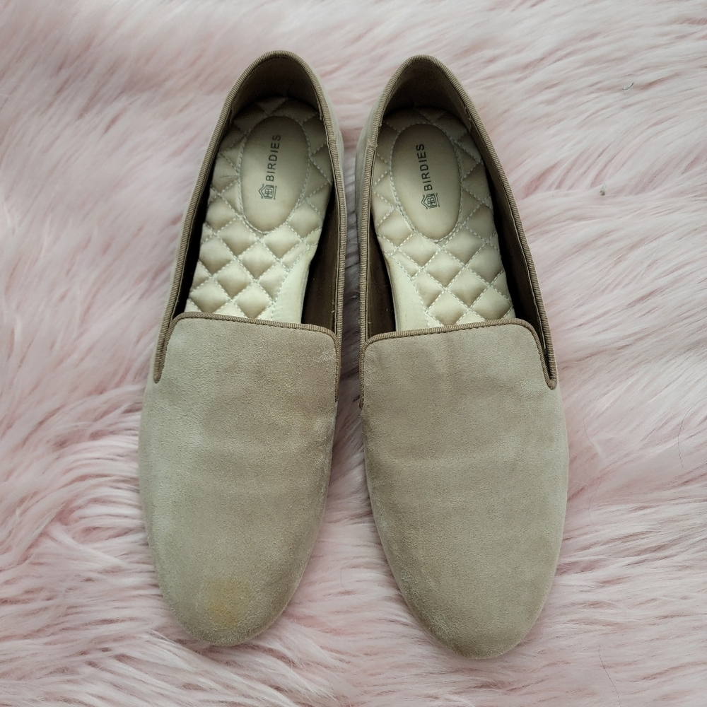 Birdies suede leather starling tan latte loafer shoes